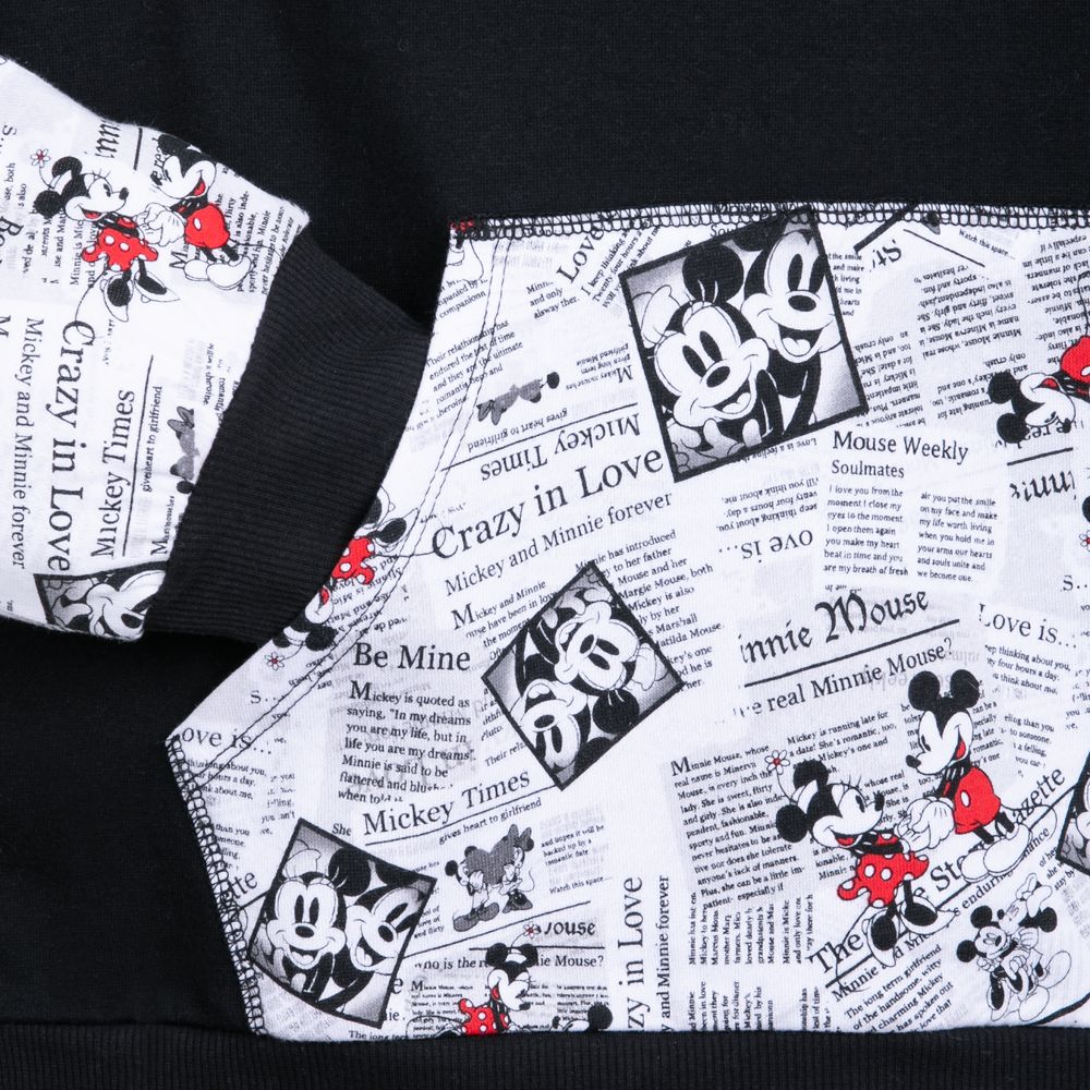 Mickey and Minnie Mouse Newsprint Pullover Hoodie for Adults