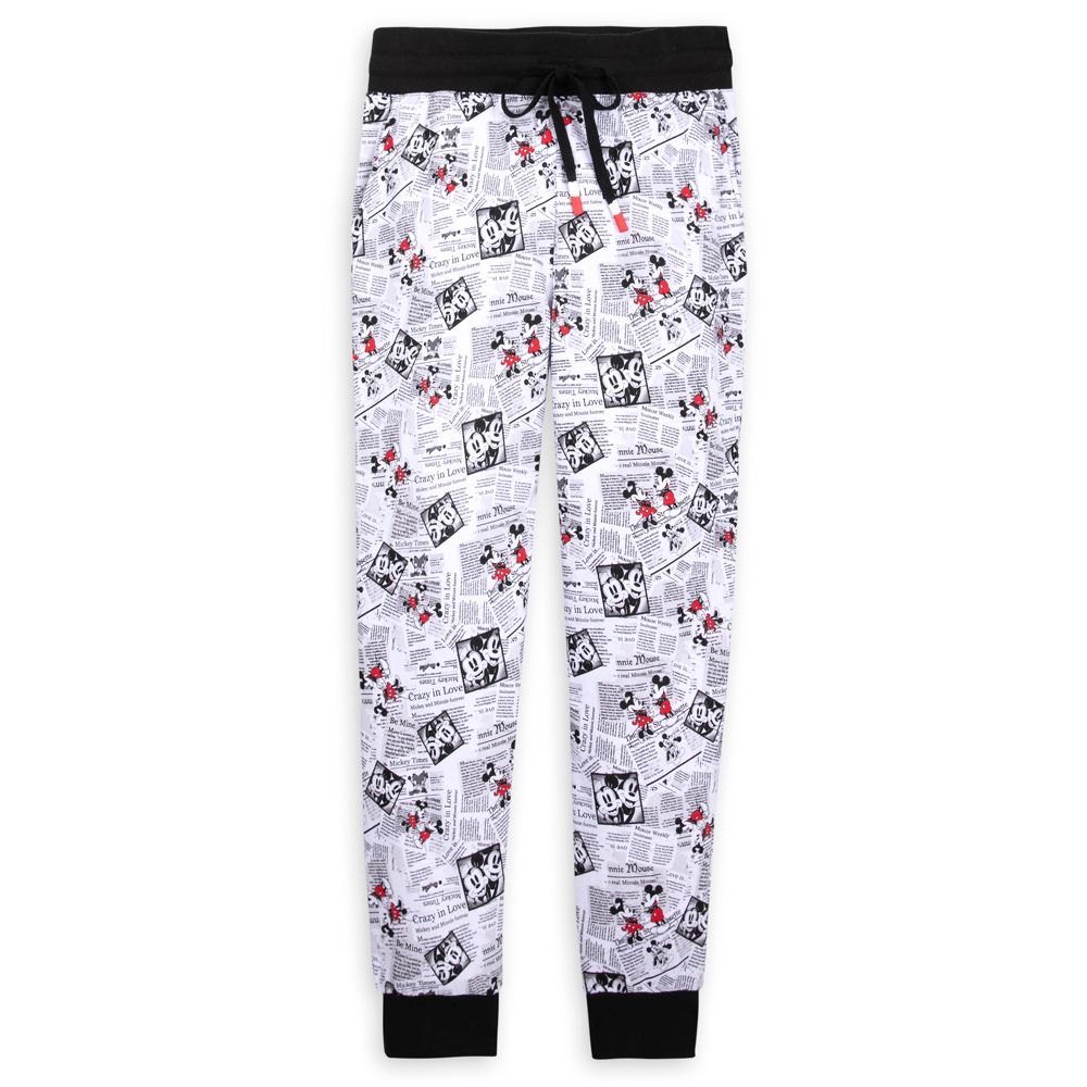 Mickey and Minnie Mouse Newsprint Lounge Pants for Adults – Disneyland