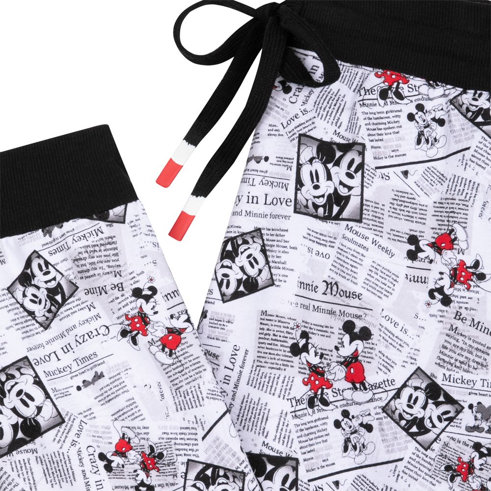 Mickey and Minnie Mouse Newsprint Lounge Pants for Adults – Disneyland