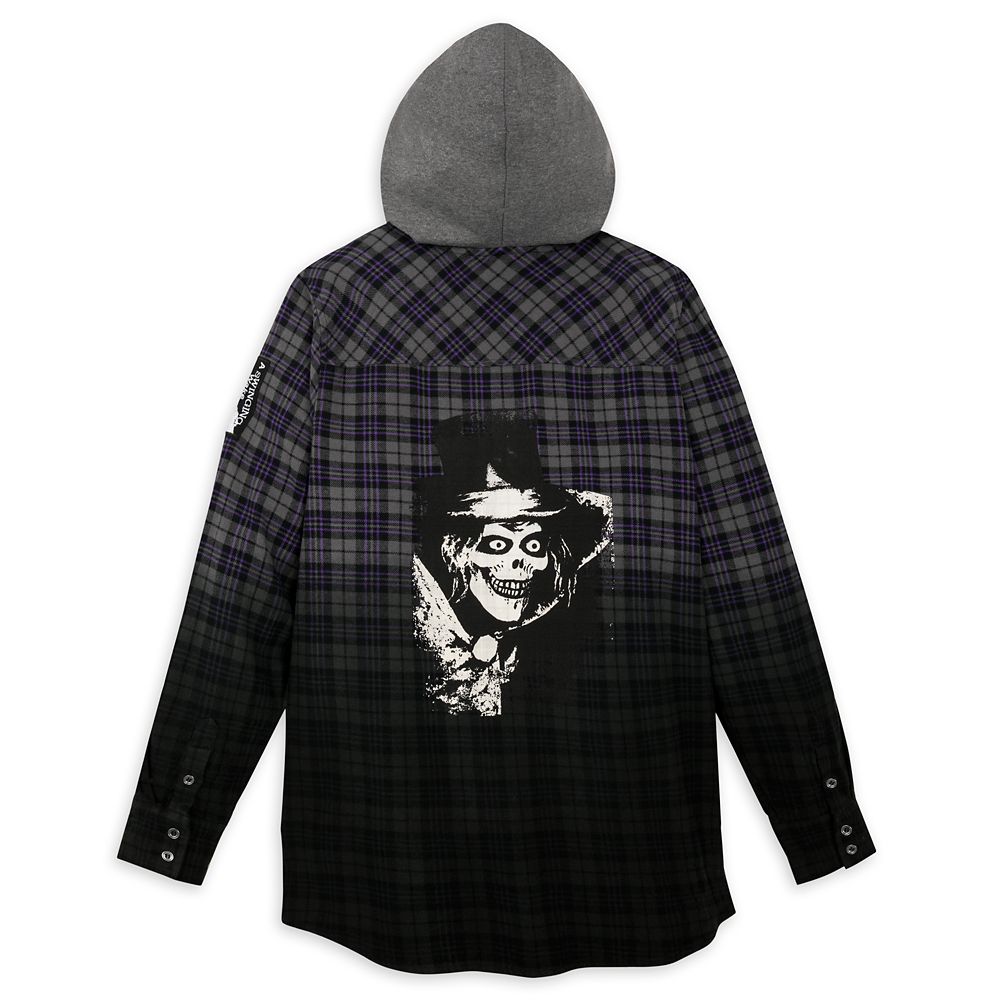 The Haunted Mansion Plaid Woven Hooded Shirt for Adults