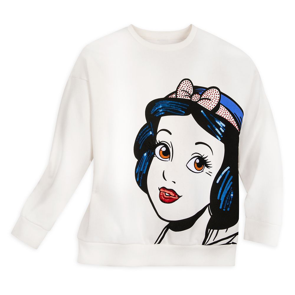 Snow White Sequined Pullover Sweatshirt for Women