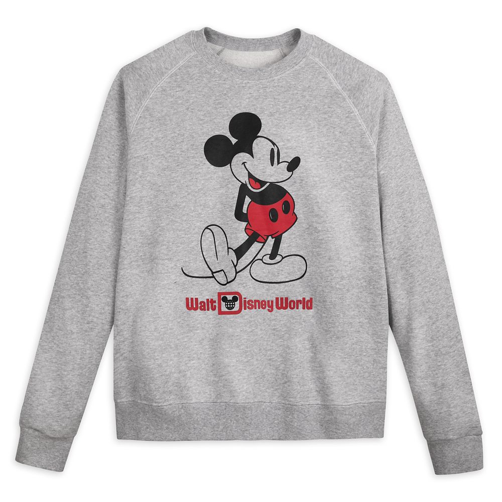 Disney Parks Mickey Mouse Off-The-Shoulder Sweatshirt-Heather Gray-Size XL