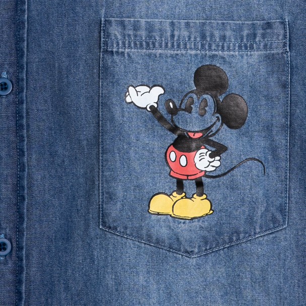 Mickey Mouse and Pluto Woven Chambray Shirt for Men by Our Universe