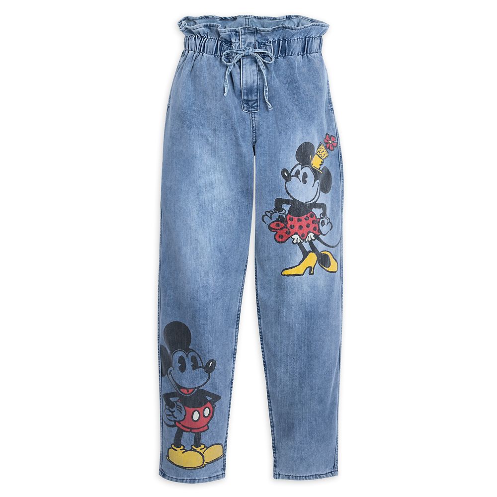 Mickey and Minnie Mouse Drawstring Denim Pants for Women by Our Universe