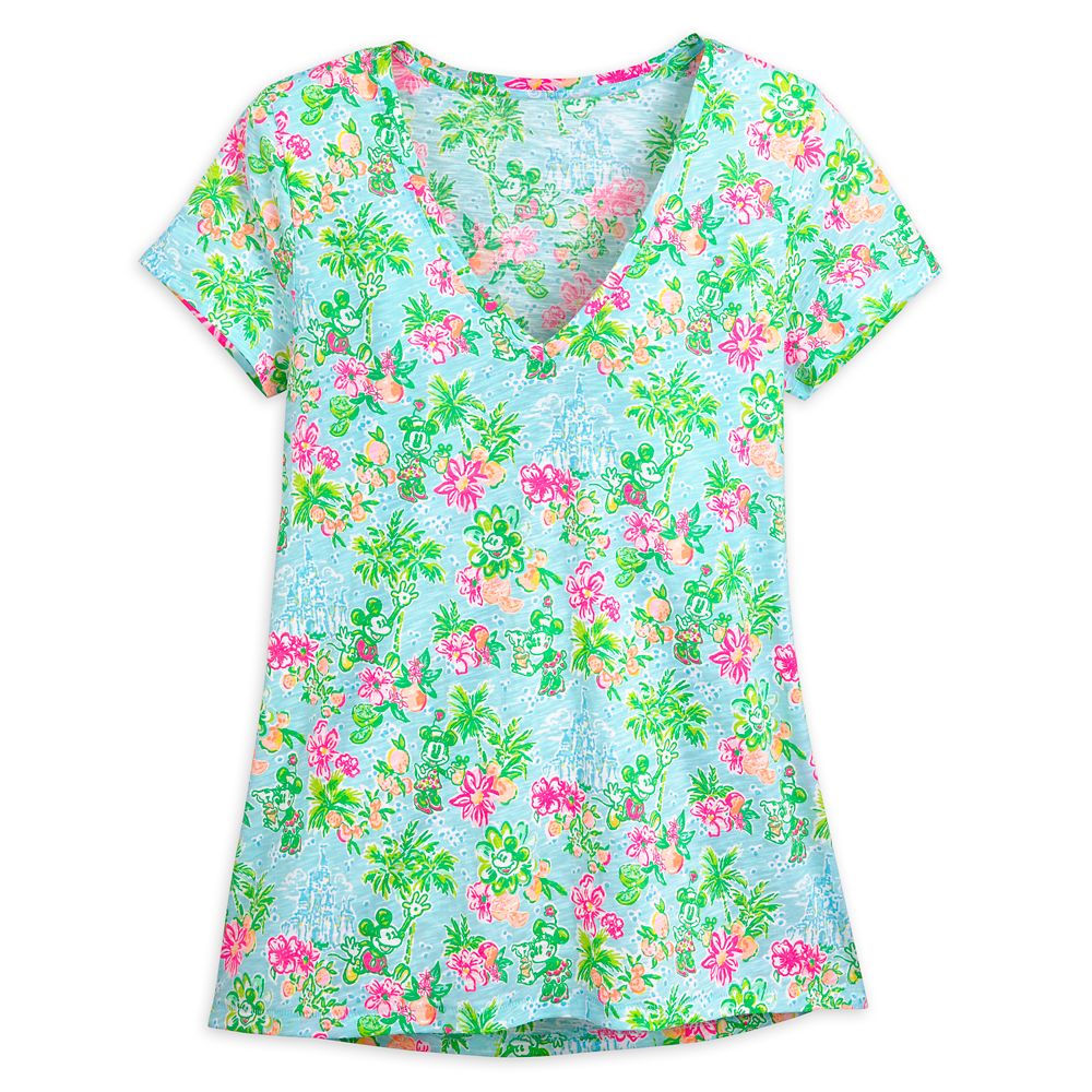 Mickey and Minnie Mouse Etta V-Neck T-Shirt for Women by Lilly Pulitzer – Walt Disney World now out for purchase