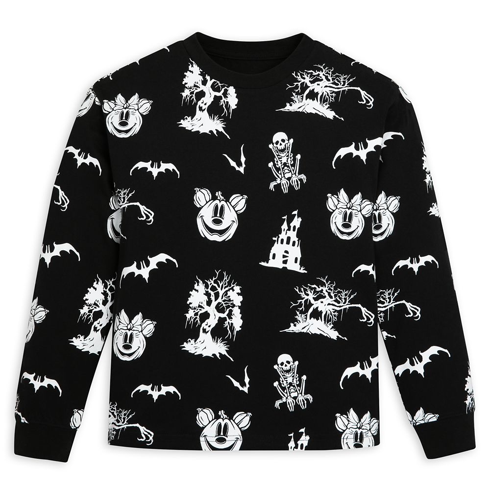Mickey Mouse and Minnie Mouse Halloween Glow-in-the-Dark Long Sleeve T-Shirt for Kids