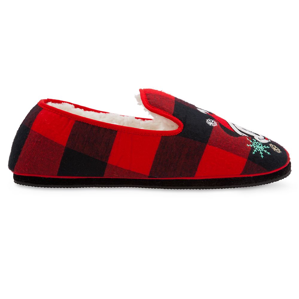 Mickey Mouse Plaid Holiday Slippers for Adults