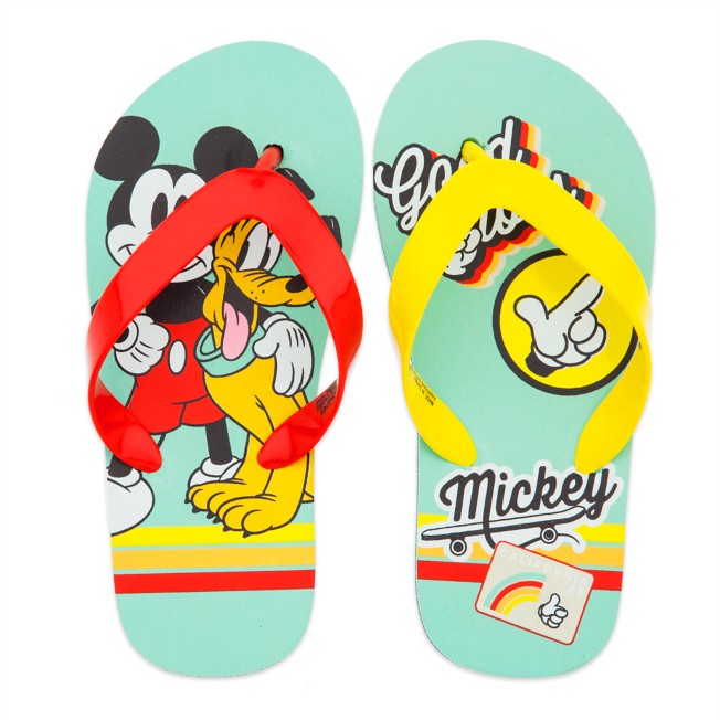 Details about   Kids Disney Junk Food Mickey Mouse Flip Flop Sandals Sz M 2/3 Rainbow Colorful 