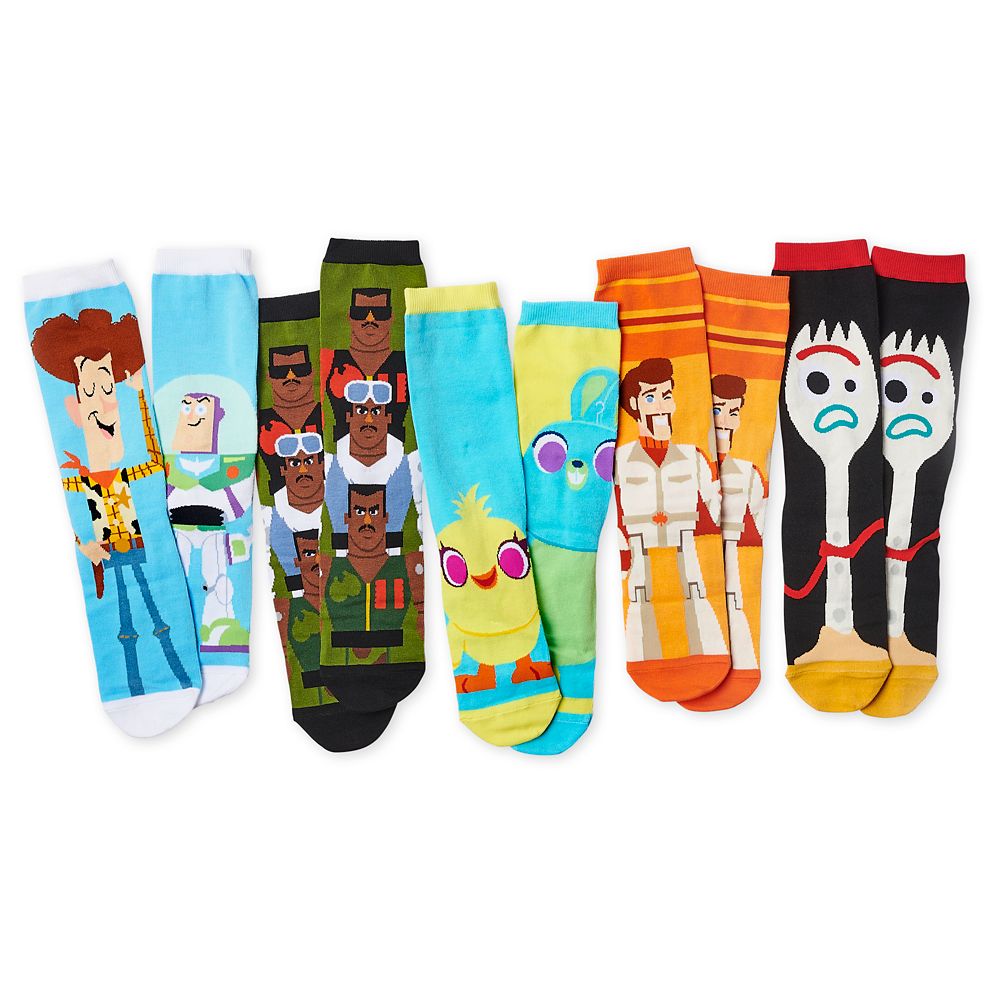 Character Crew Socks with Pouch Pack of 5 pairs Goofy Toy Story Frozen Olaf Inside Out Sadness 