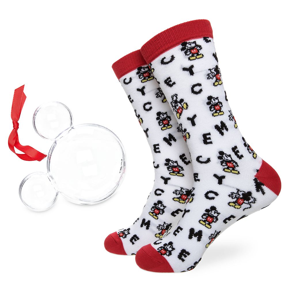 Mickey Mouse Lettering Socks in Ornament for Adults