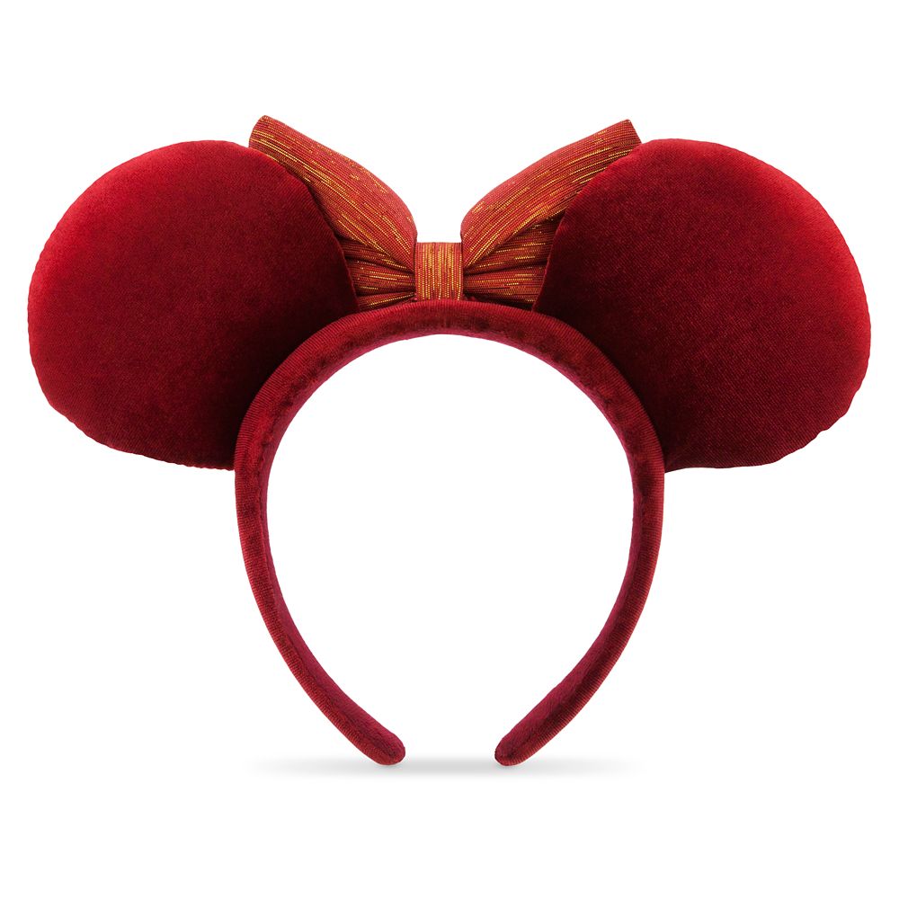 Minnie Mouse Holiday Ear Headband with Bow – Cranberry Red