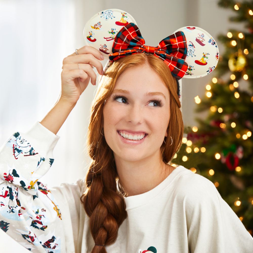 Minnie Mouse Ear Holiday Headband with Bow – Plaid