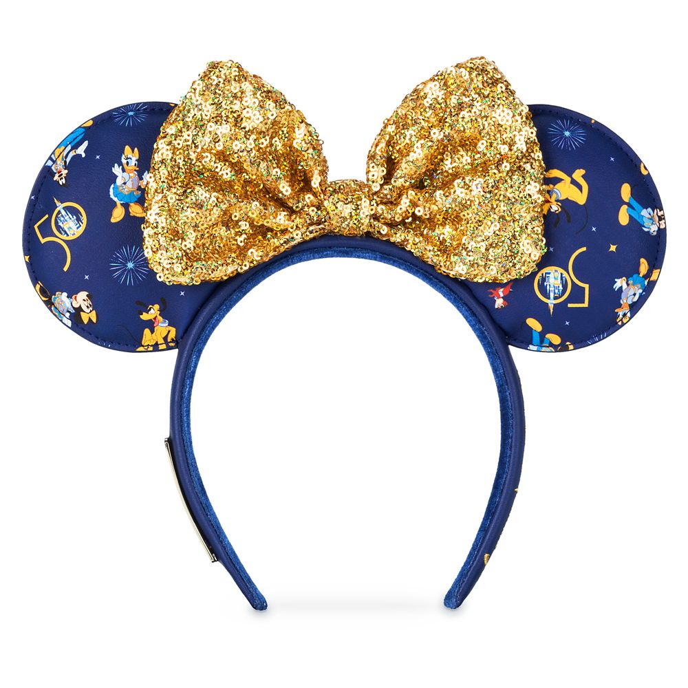 Disney Parks WDW 50th Anniversary Gold and Black Minnie Mouse Ears