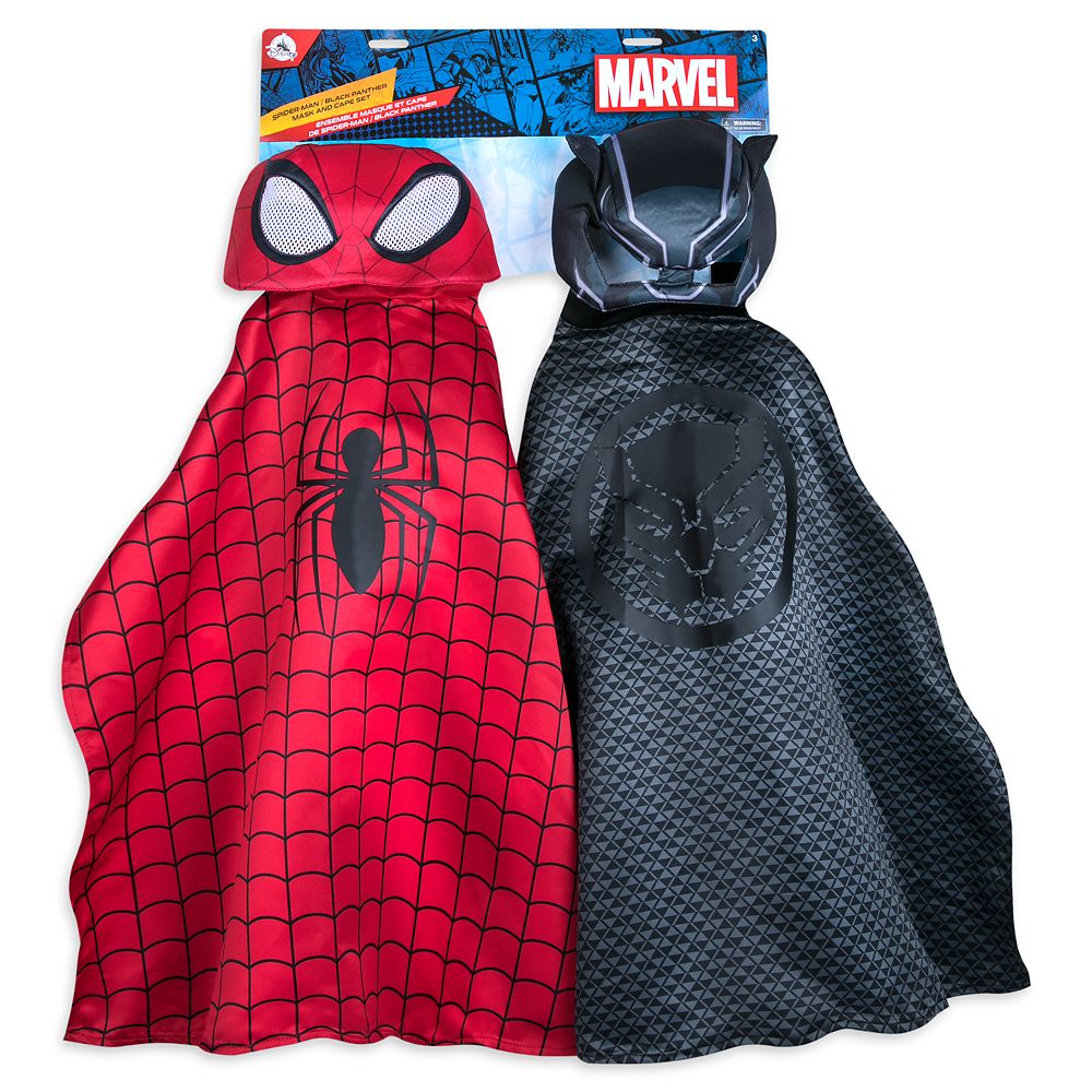 Spider-Man and Black Panther Mask and Cape Set for Kids