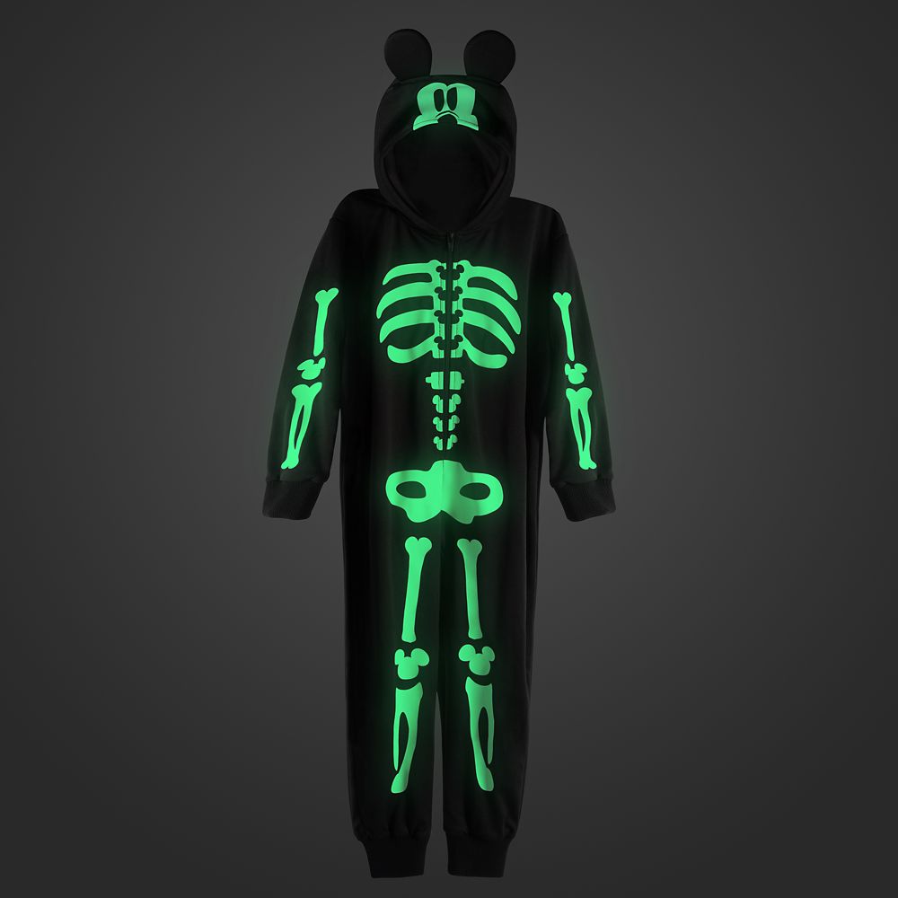 Mickey Mouse Glow-in-the-Dark Skeleton Costume for Kids