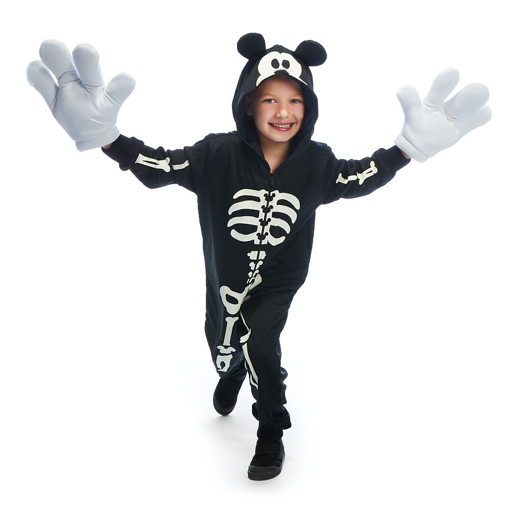 Mickey Mouse Glow-in-the-Dark Skeleton Costume for Kids