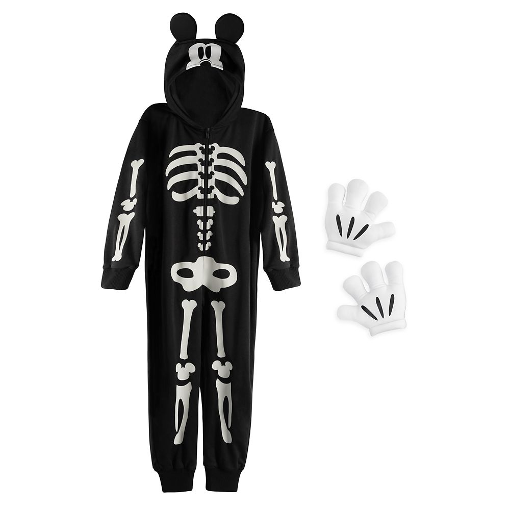 Mickey Mouse Glow-in-the-Dark Skeleton Costume for Kids