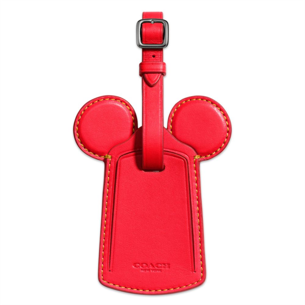 Mickey Mouse Ears Leather Luggage Tag by COACH - Red