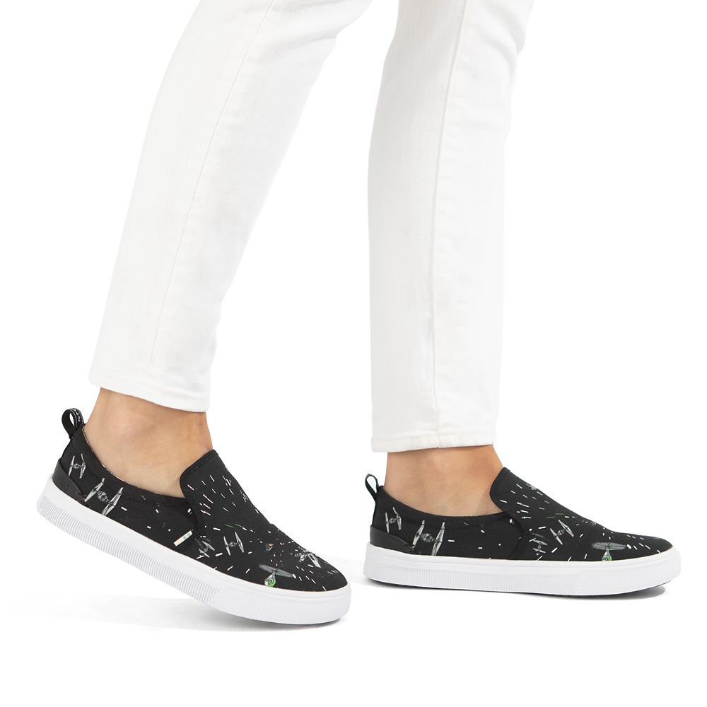 Star Wars Space Print Slip-On Sneakers for Women by TOMS – Black