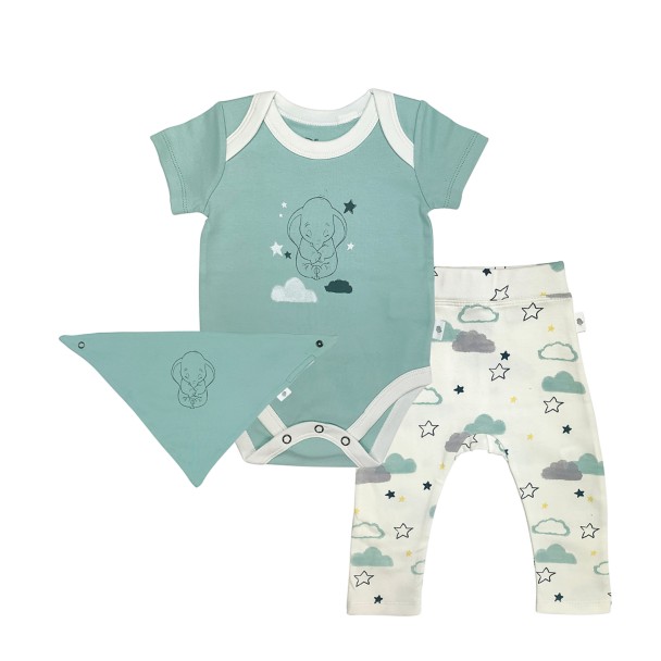 Dumbo Bodysuit, Pants, and Kerchief Set for Baby by finn + emma