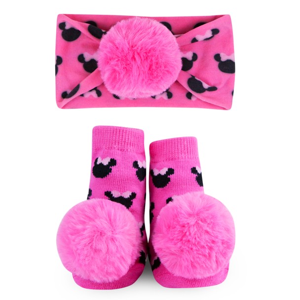 Minnie Mouse Socks and Headband Gift Set for Baby by Waddle – Pink