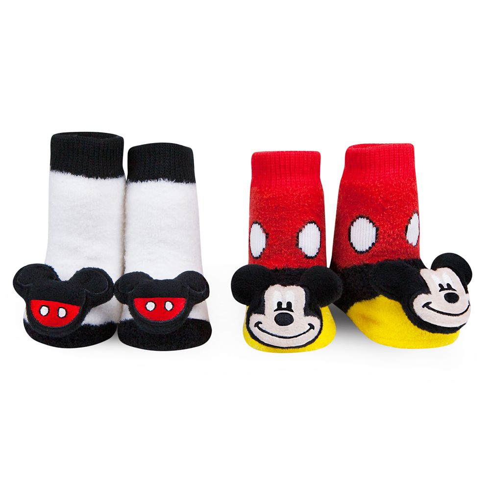 Disney Mickey Mouse Baby Boys' 6-Pack Socks with Foot Rattle, 6/12 Mon