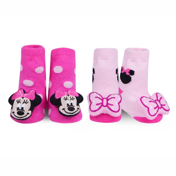 Minnie Mouse Baby Hat Socks & Rattle Gift Set Disney Baby Girl 0-3 Months NEW 