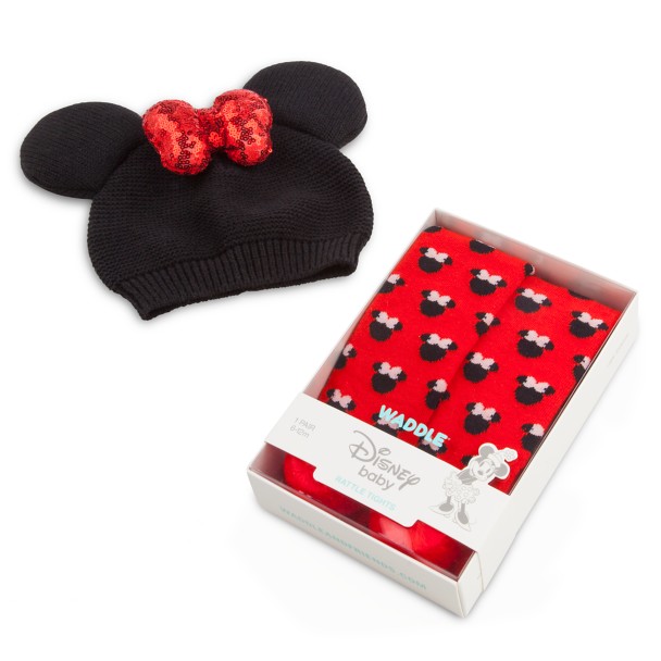 Minnie Mouse Knit Beanie and Rattle Tights Set for Baby by Waddle