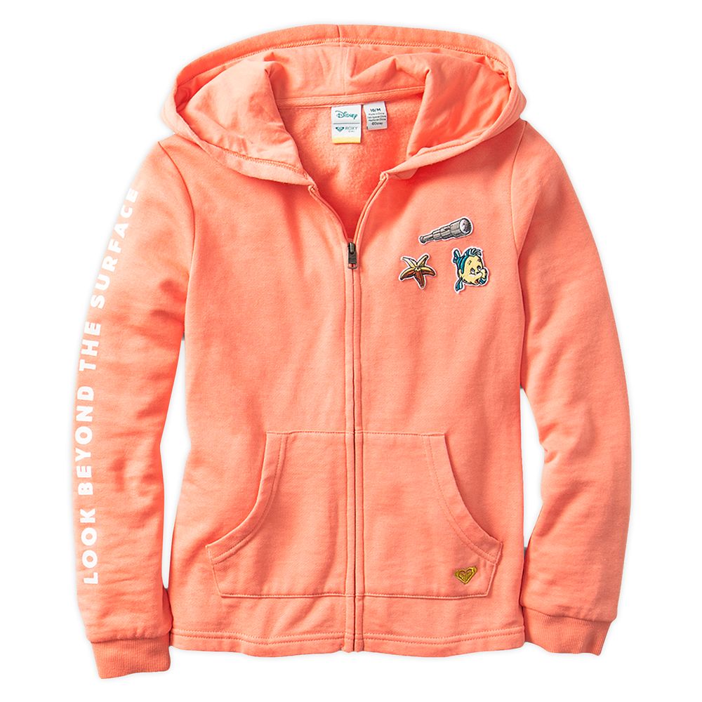 The Little Mermaid Zip Hoodie for Girls by ROXY Girl – Coral 