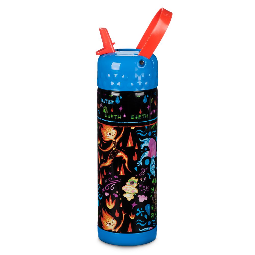 Elemental Stainless Steel Water Bottle with Built-In Straw Official shopDisney