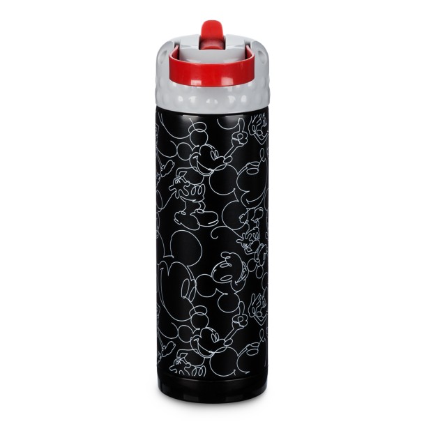 MICKEY MOUSE Insulated Water Bottle 14Oz w Straw Lid White Simple