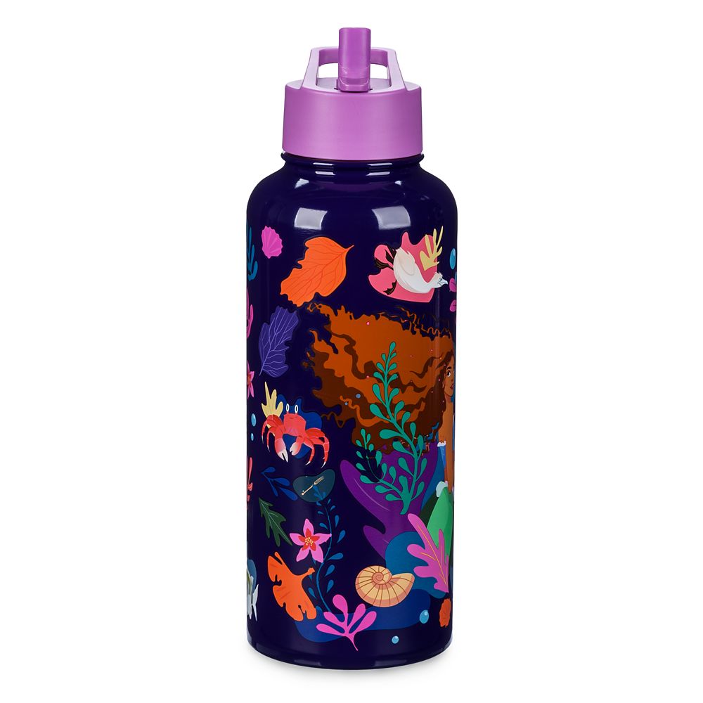 The Little Mermaid Stainless Steel Water Bottle with Built-In Straw – Live Action Film