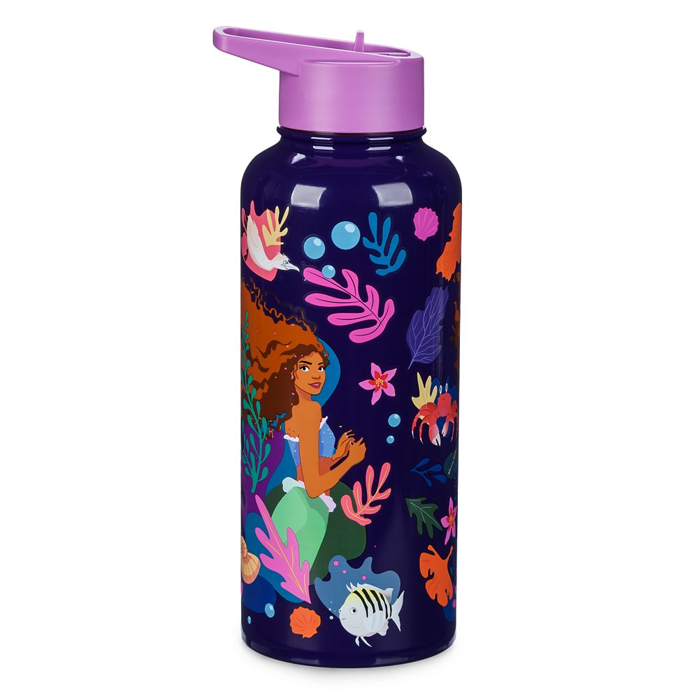 The Little Mermaid Stainless Steel Water Bottle with Built-In Straw – Live Action Film