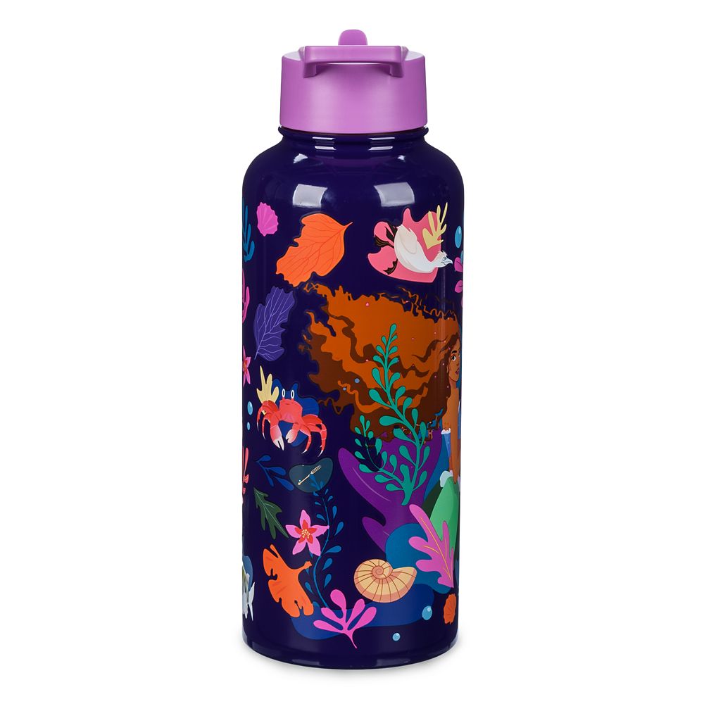 The Little Mermaid Stainless Steel Water Bottle with Built-In Straw – Live Action Film