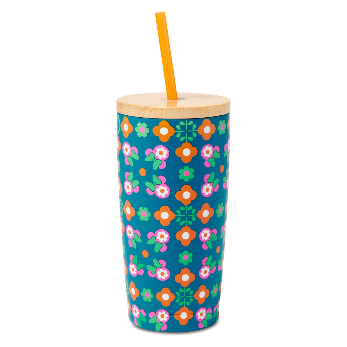 Minnie Mouse Icon Floral Stainless Steel Tumbler with Straw