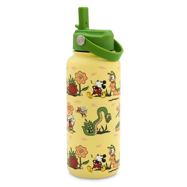 Mickey Mouse ''Mickey's Garden'' Stainless Steel Water Bottle with Built-In Straw