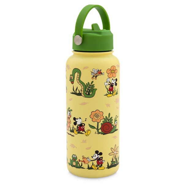 Mickey Mouse ''Mickey's Garden'' Stainless Steel Water Bottle with Built-In Straw