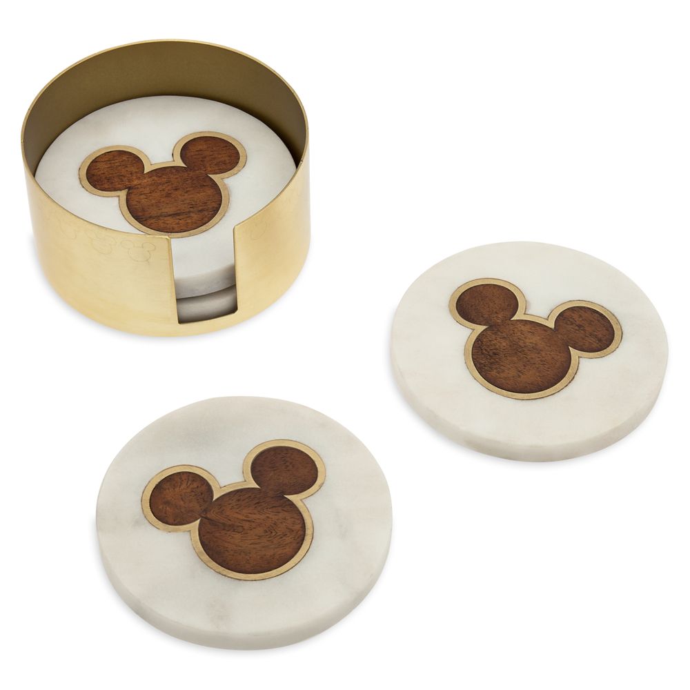 Set of 2 Disney Mickey Mouse Plastic Coasters Retro Vintage