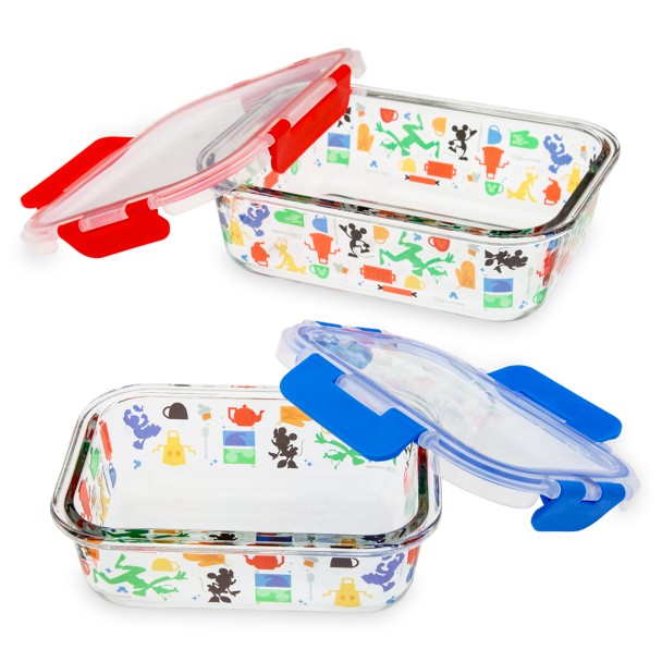 Pyrex Mickey & Friends 8-piece Decorated Glass Storage Set, Holiday Edition  NEW