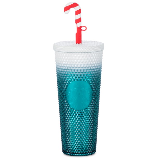 Blue Round Cups with Straw - 25 Pieces 