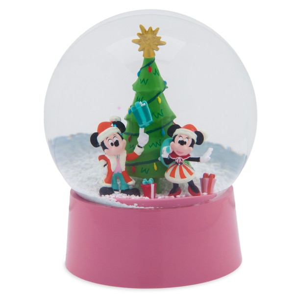 Santa Mickey Mouse and Minnie Mouse Holiday Snowglobe