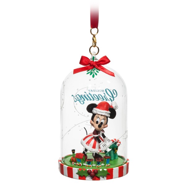 Santa Minnie Mouse Glass Dome Sketchbook Ornament