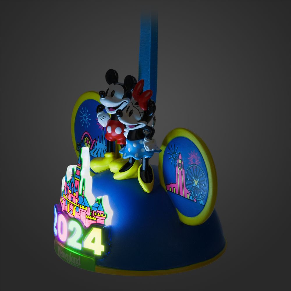 Mickey and Minnie Mouse Light-Up Ear Hat Ornament – Disneyland 2024