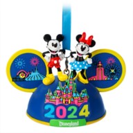 Mickey and Minnie Mouse Light-Up Ear Hat Ornament – Disneyland 2024