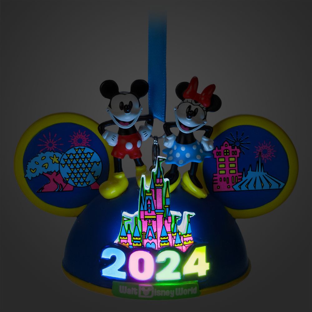 Mickey and Minnie Mouse Light-Up Ear Hat Ornament – Walt Disney World 2024