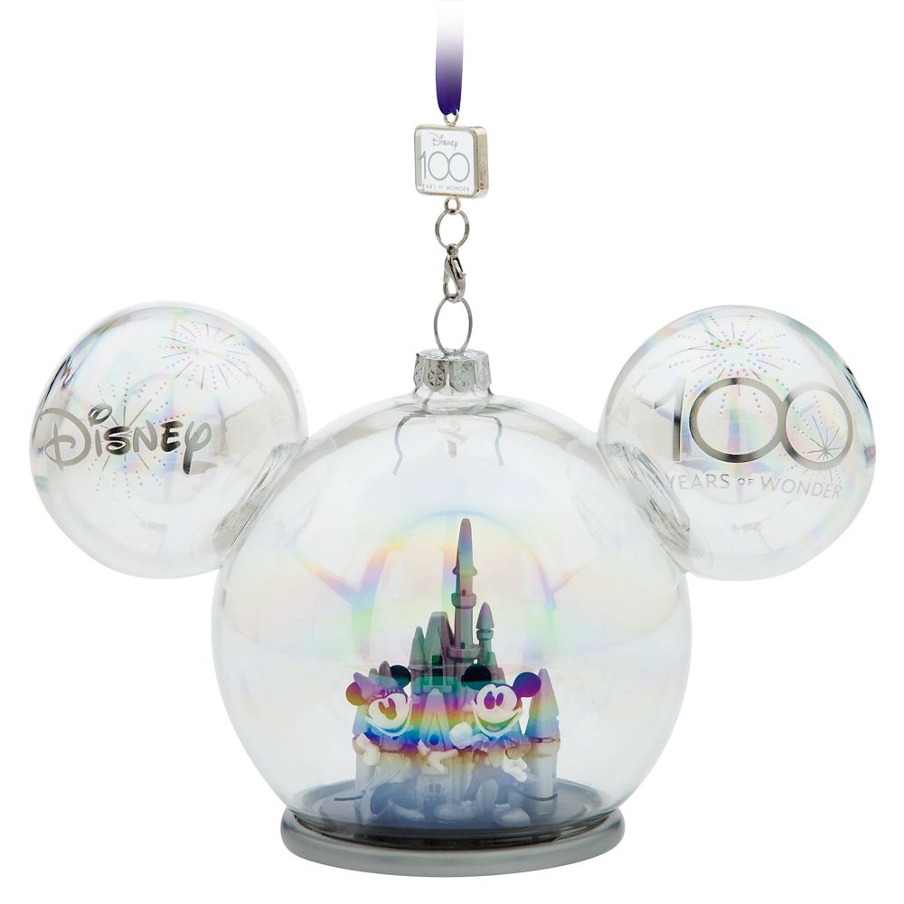 Mickey and Minnie Mouse Glass Sketchbook Ornament – Walt Disney World – Disney100