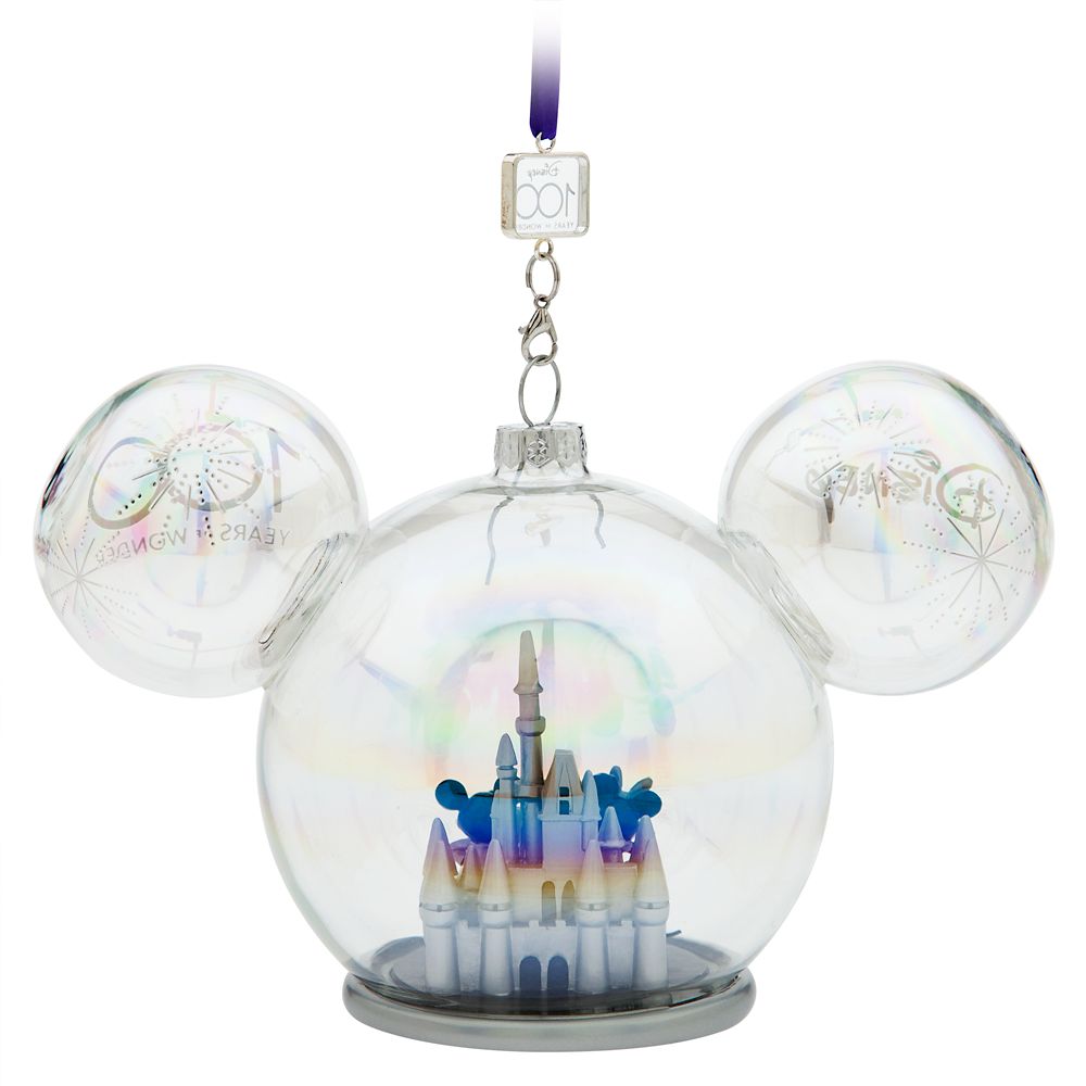 Mickey and Minnie Mouse Glass Sketchbook Ornament &ndash; Walt Disney World &ndash; Disney100