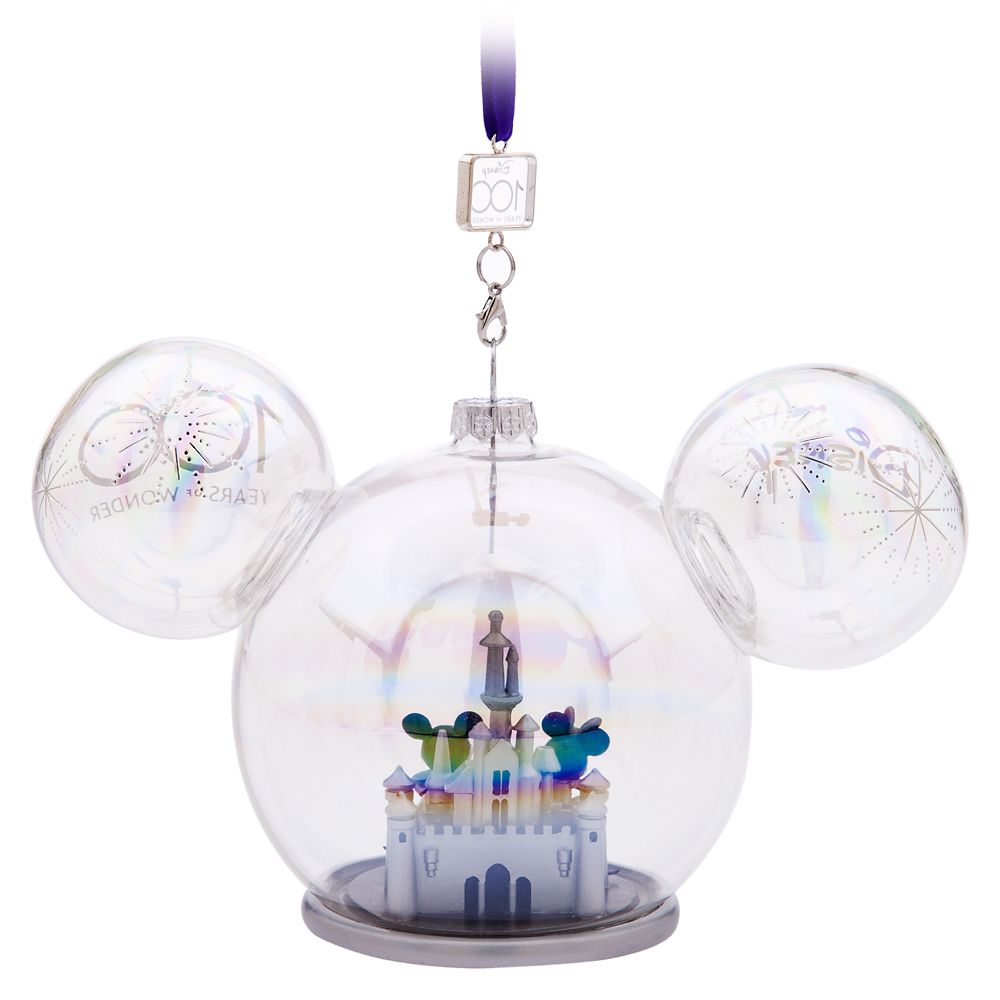 Mickey and Minnie Mouse Glass Sketchbook Ornament &ndash; Disneyland &ndash; Disney100