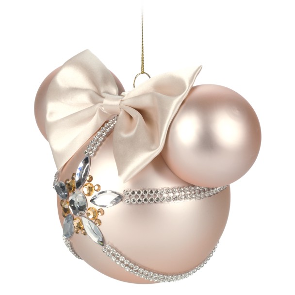 Minnie Mouse Icon Glass Ball Sketchbook Ornament – Rose Gold & Gems