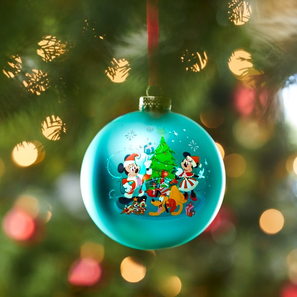 Santa Mickey Mouse and Friends Glass Ball Sketchbook Ornament